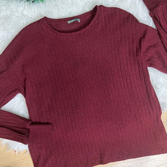 Zara long sleeve burgundy blouse  top M - Picture 5 of 9